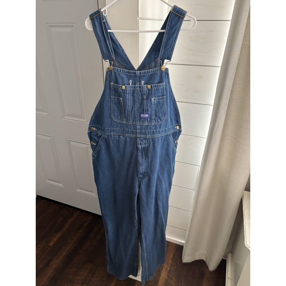 Big Smith Bib Overalls Mens 36x32‎ Blue Denim Workwear Carpenter Multi Pocket